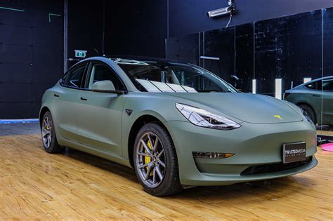 Tesla Model 3 Matte Green Wrap Vancouver Twiisted Wrap