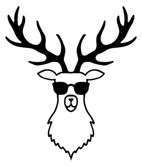 Premium Vector Funny Deer Head In Sunglasses Hipster Line Icon