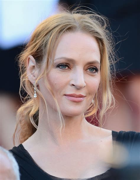 Uma Thurman Went For A Natural Makeup Palette And Mussed Ponytail For