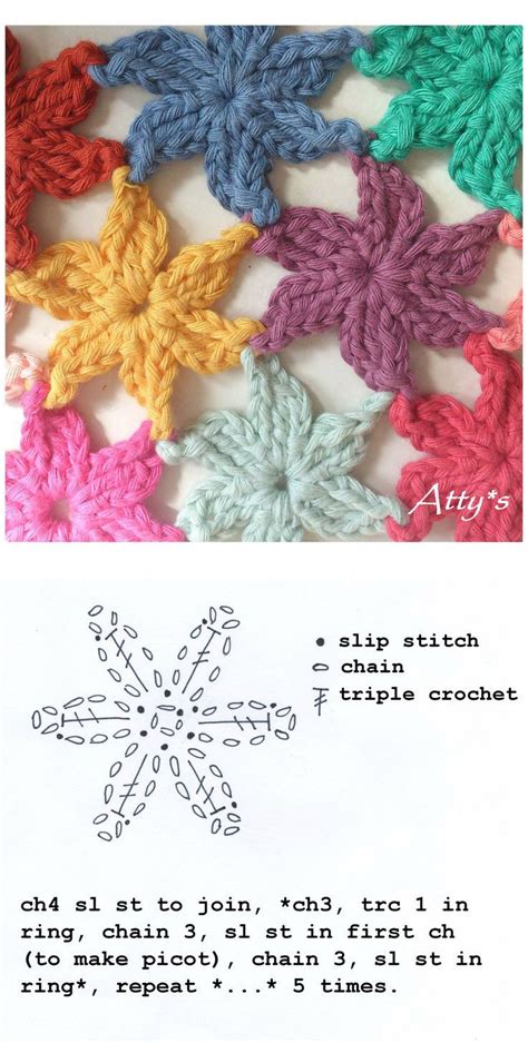Star Flower Crochet Flower Patterns Crochet Snowflake Pattern
