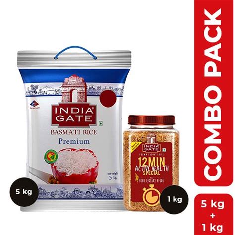 Combo Pack India Gate Basmati Rice Premium 5kg India Gate Brown