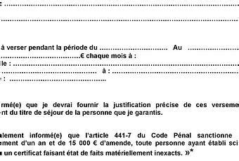 Aux condition de mon hébergement en france lors des trois premiers mois de mon séjours. attestation de prise en charge d'un parent | À Voir