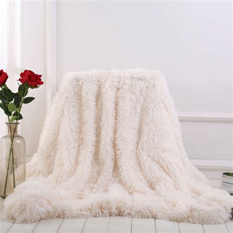 Super Soft Faux Fur Shaggy Blanket Twin Size Cozy Fluffy Blankets Long