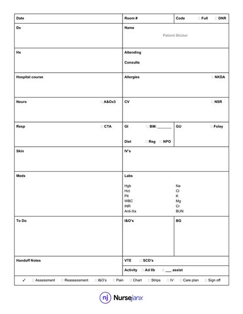 Nurse Icu Report Sheet Free Download This Nursejanx Store Download Fits