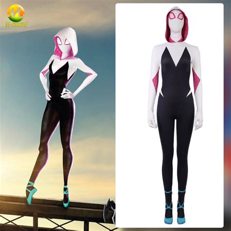Spider Man Into The Spider Verse Gwen Stacy Woman Cosplay Costume D Printed Spandex Zentai