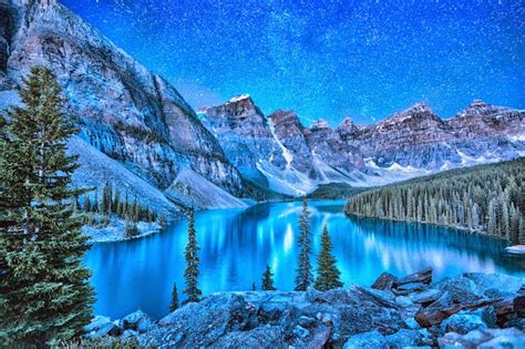 Mindblowing Planet Earth Moraine Lake At Night