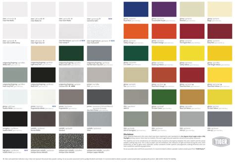 Tiger Powder Coating Color Chart