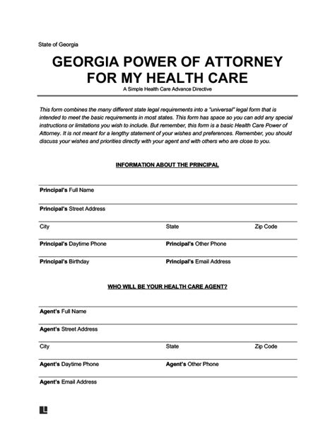 Free Georgia Medical Power Of Attorney Form Pdf And Word