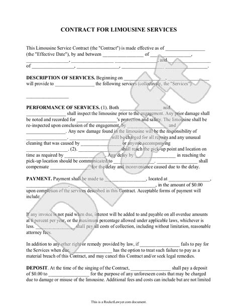 Limo Service Contract Template