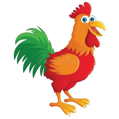 Happy Cute Rooster Vector Illustration Stock Vector Illustration Of