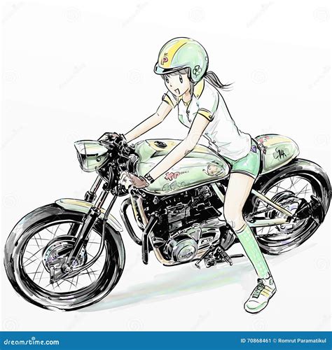 Cute Girl Riding Motorcycle Stock Illustration Illustration Of Holiday Galaxy 70868461
