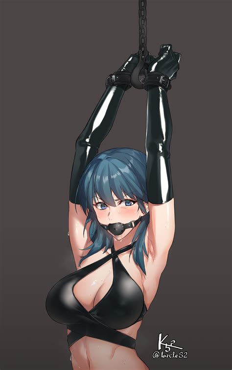 Rule 34 1girls Armpits Arms Above Head Arms Up Ball Gag Bdsm Belly Button Bikini Top Black