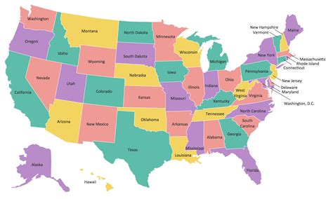 Map Of All 50 States With Names Printable Map Of The Us