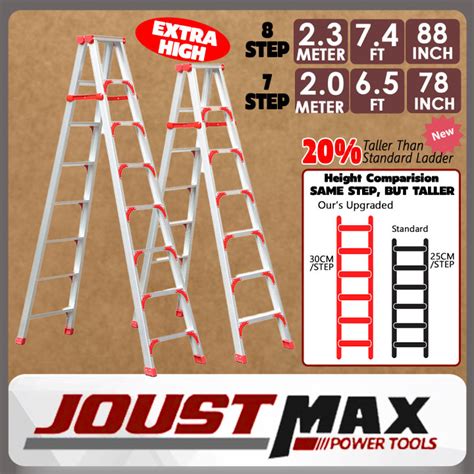 7 8 step ladderman extra tall aluminium double sided ladder multi purpose ladder tangga lipat