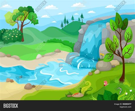 Waterfall Vector Illustration Vector And Photo Bigstock