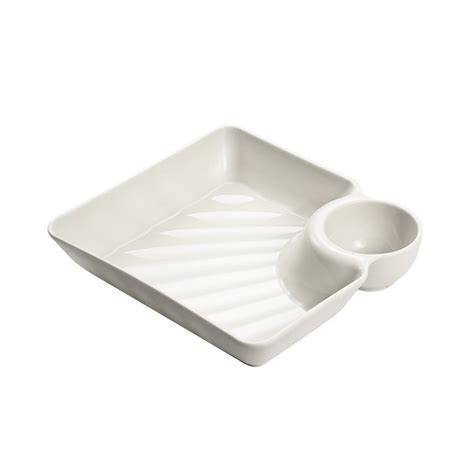 Dumpling Plates With Sauce Compartment Square Serving Plates With