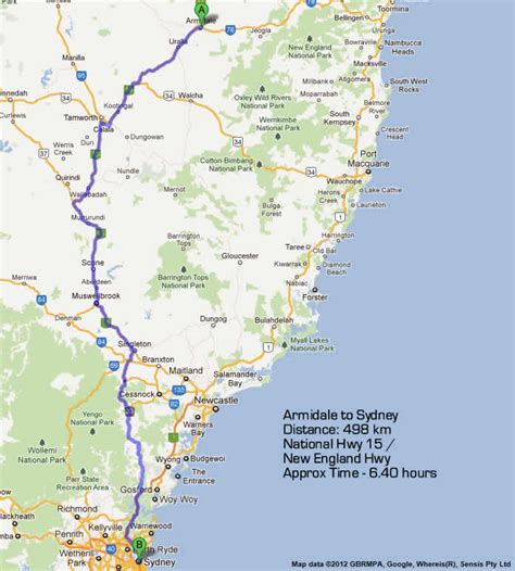 Map Of New England Area Nsw