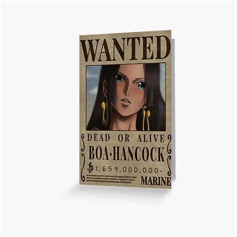 One Piece Boa Hancock Wanted Pirate Empress Bounty Poster Greeting Card By One Piece Bounty