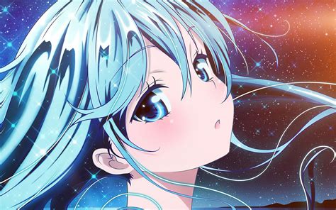 At50 Anime Girl Blue Beautiful Arum Art Illustration Flare