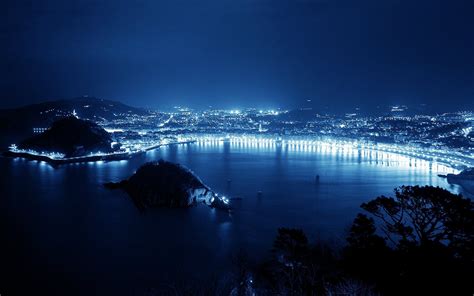 Masaüstü Deniz Şehir Manzarası Gece Göl Yansıma Gökyüzü Kar