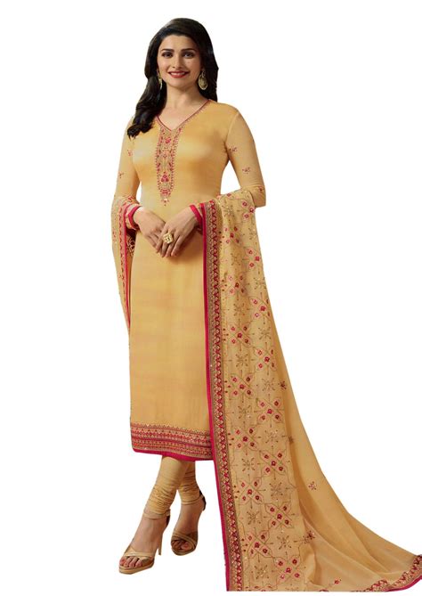 Ladyline Wedding Salwar Kameez Maslin Silk With Embroidered Sleeves