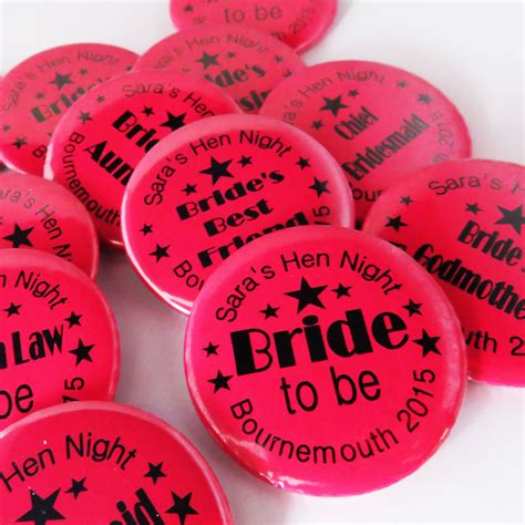 ♥ personalised hen party girls night bachelorette party pin badges ♥ uk