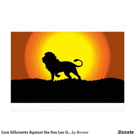 Lion Silhouette Against The Sun Leo T Postcard Lion Silhouette