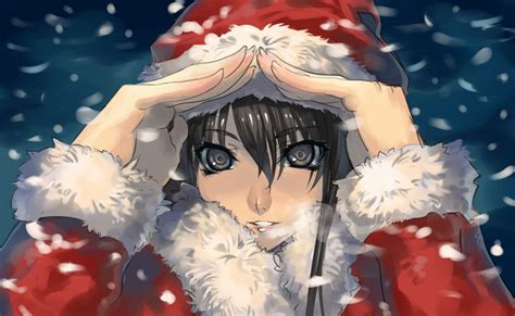 Snow Brown Eyes Anime Christmas Outfits Anime Girls