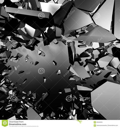 Chaotic Metallic Fragments Of Destruction Explosion Wall Abstract