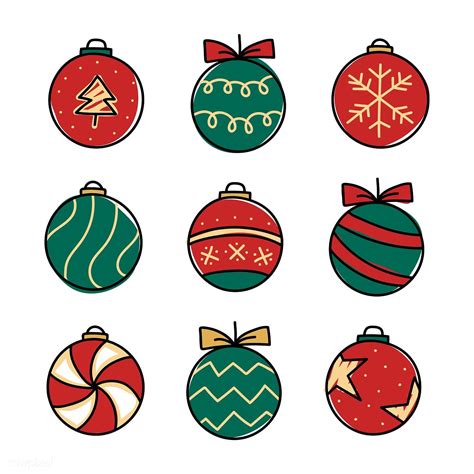 Download Premium Vector Of Christmas Baubles Drawing Doodle Style