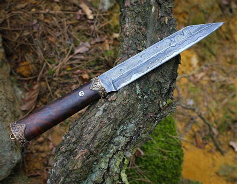 HjÖrtur Viking Seax Knife Damask Damast Damasteel Sax Scramasax Vikings Norse Pagan Medieval