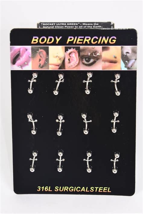 Body Piercing 316l Surgical Steel 12 Pcs Dozen Surgical Steel Individual Opp Bag And Upc