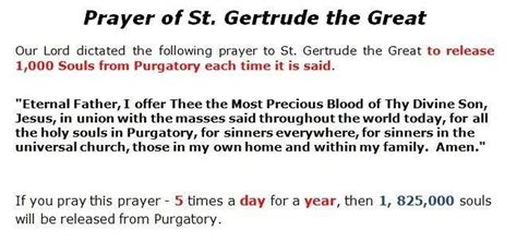 Prayer Of St Gertrude The Great For The Holy Souls In Purgatory ~ Very