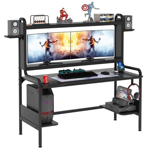 Buy Tiyase Gaming Desk With Monitor Stand Computer Desk With Hutch And