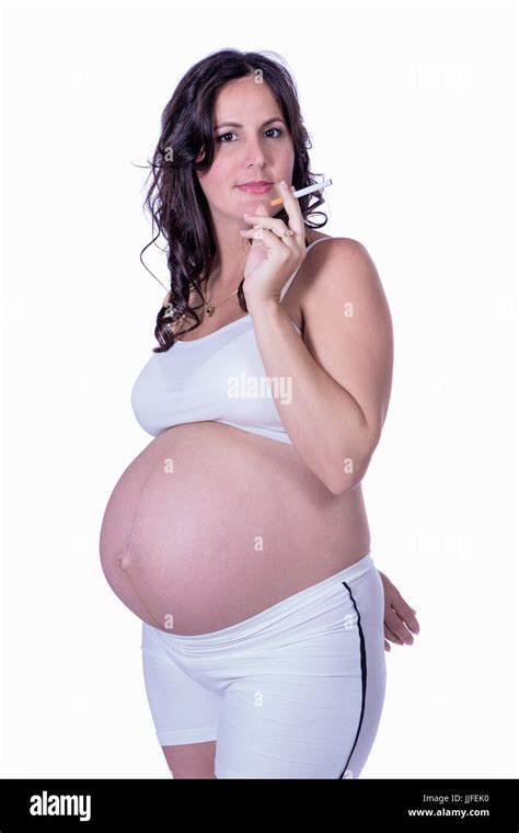 Pregnant Woman With A Cigarette In Her Hands Stock Photo Alamy