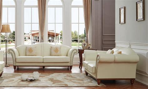 Best offers and deals on purchase of sofa sets online at danube home from dubai, abu dhabi, sharjah and other parts of uae. ESF 2601 Ivory Italian Leather Living Room Sofa Set 2Pcs ...