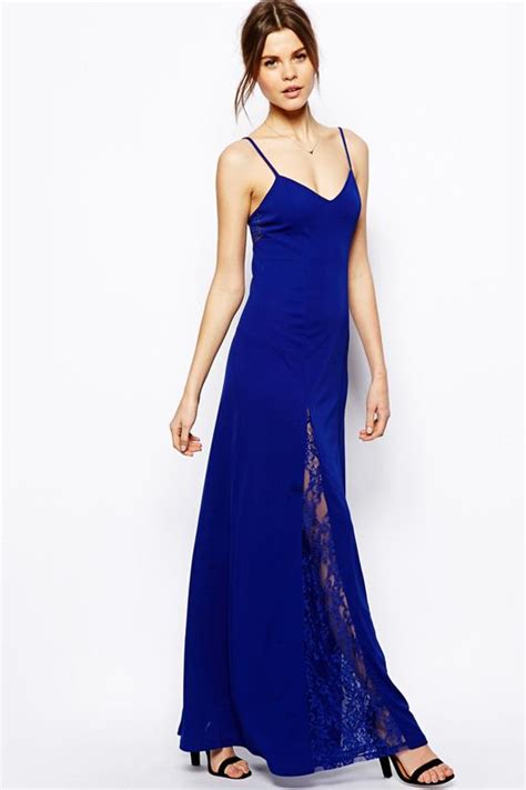 3699 Blue Spaghetti Straps Dress Maxi Kleider Sommerkleid