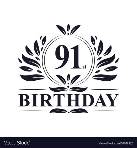 91 Years Birthday Logo 91st Birthday Celebration Vector Image