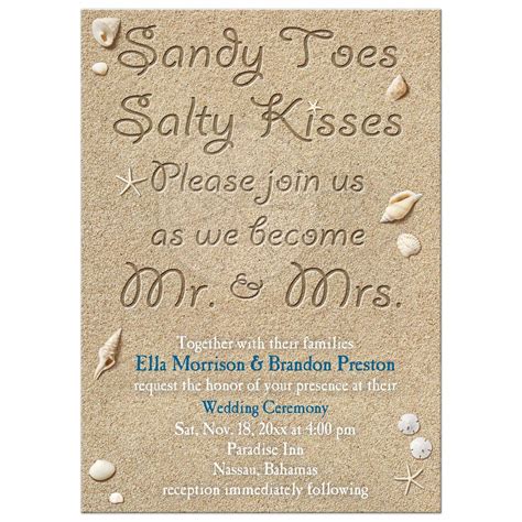 Wedding Invitation Beach Sandy Toes Salty Kisses Beach Theme
