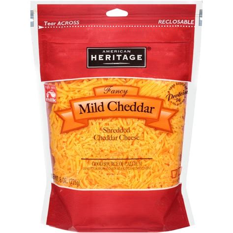 American Heritage Fancy Mild Cheddar Shredded Cheese 8 Oz Instacart