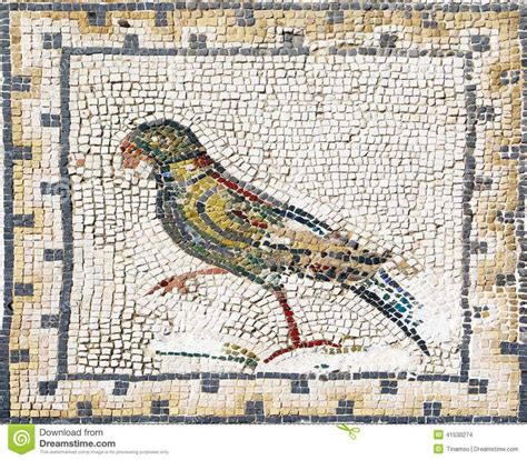 Ancient Roman Mosaic Representing A Parrot Sevilla Stock Photo Image
