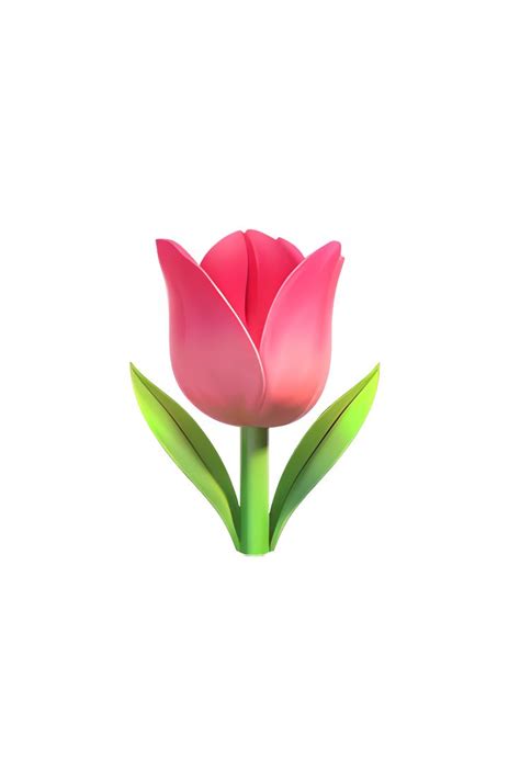 The Emoji Depicts A Pink Tulip With A Green Stem And Leaves Pink