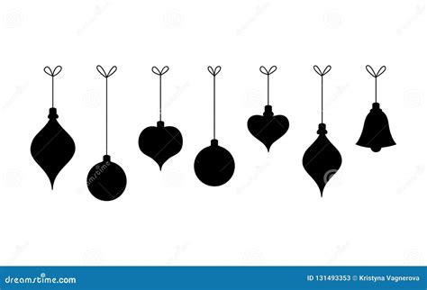 Black Silhouette Hanging Christmas Balls Stock Vector Illustration Of
