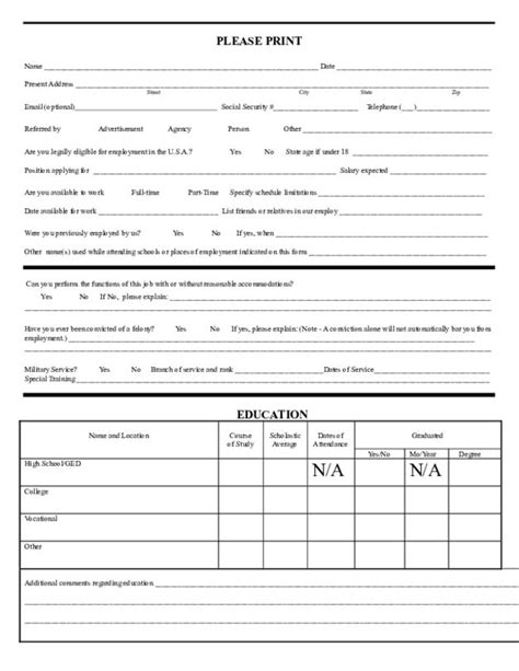 Blank Job Application Form Samples Download Free Forms And Templates In Pdf And Word Printable Job