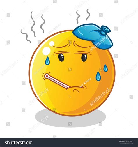 emoticon emoji sick fever thermometer compress stock vector royalty free 1615658521 shutterstock