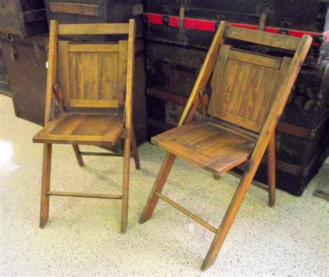2 Antique Wood Folding Chairs Slatted Seat Ship by OldMillVintage