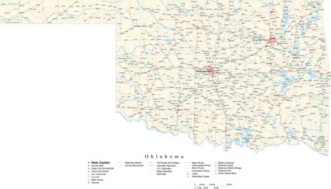 Oklahoma Detailed Cut Out Style State Map In Adobe Illustrator Vector