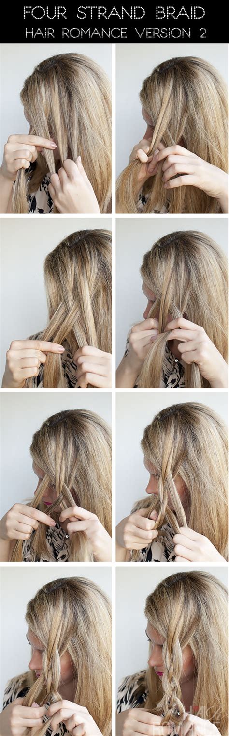 Some options are to find a highlight that you have and braid it, or, if you have no highlights, you can add in a ribbon or a thin silk headscarf. Hairstyle tutorial - four strand braids and slide up braids