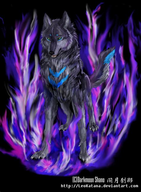 Purple An Blue Fire Wolf With Blue Eyes Fantasy Wolf Wolf Spirit Animal
