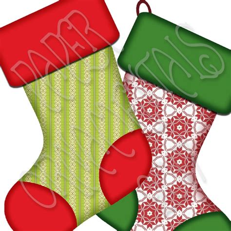 Christmas Stockings Clip Art For Holiday Scrapbook Pages Cute Etsy